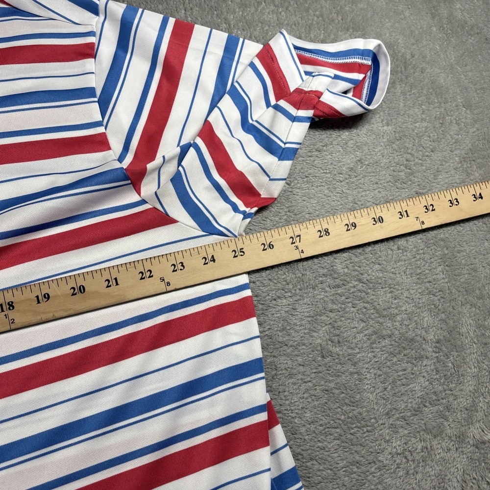 Adidas Golf Polo Climalite Red/Blue Striped Short Sleeve Shirt Size XL - Picture 7 of 12